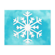 White snowflake on Blue Watercolor Background