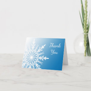 White Snowflake on Blue Winter Thank You Card