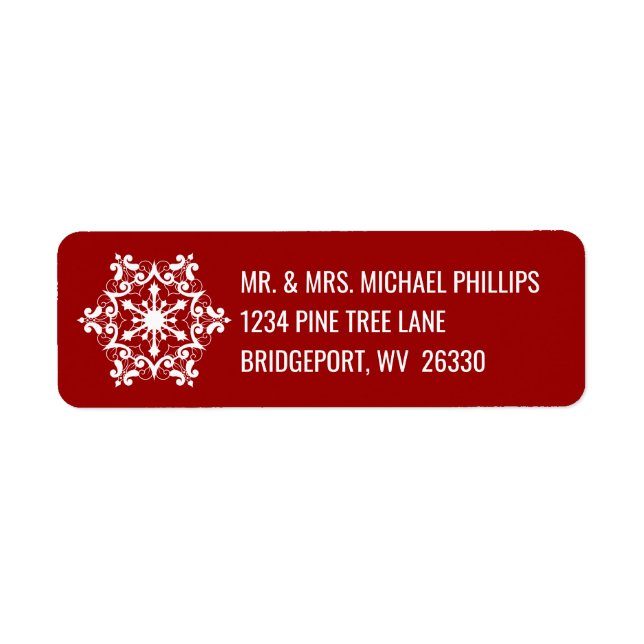 White Snowflake On Crimson Red (Front)