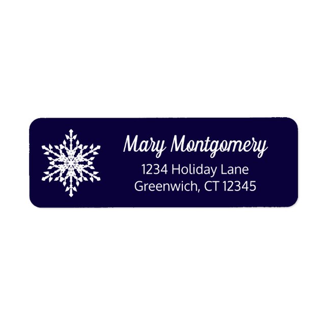 White Snowflake on Navy Blue Return Address (Front)