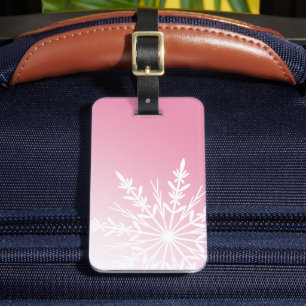 White Snowflake on Pink Luggage Tag