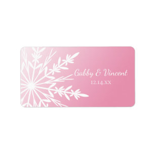 White Snowflake on Pink Winter Wedding Favour Tags