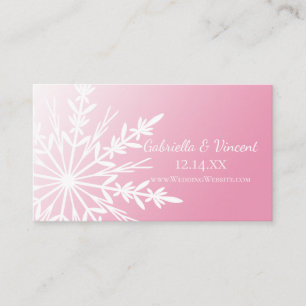 White Snowflake on Pink Winter Wedding Website Enclosure Card