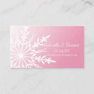 White Snowflake on Pink Winter Wedding Website Enclosure Card