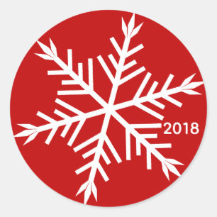 White Snowflake on Red Customised Sticker