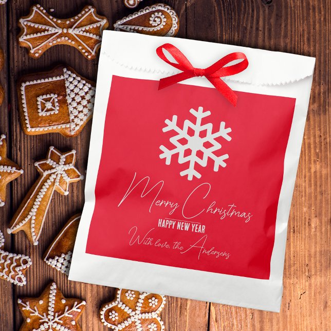 White Snowflake on Red Holiday Christmas New Year Favour Bags (Creator Uploaded)