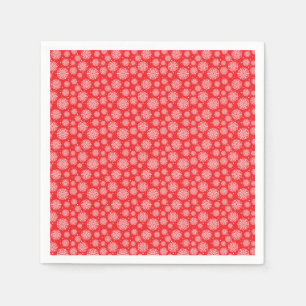 White snowflake on red with fish scales pattern napkin