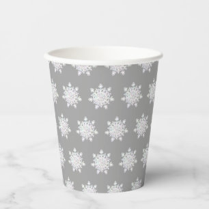 White snowflake paper cups