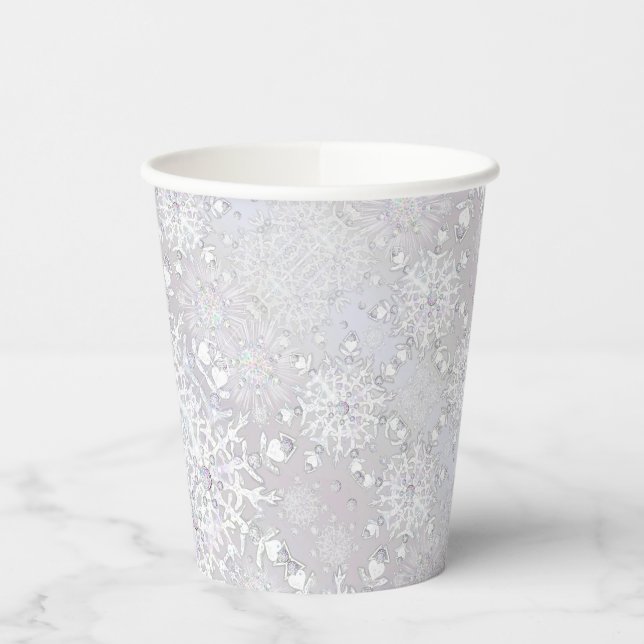 White snowflake paper cups (Left)