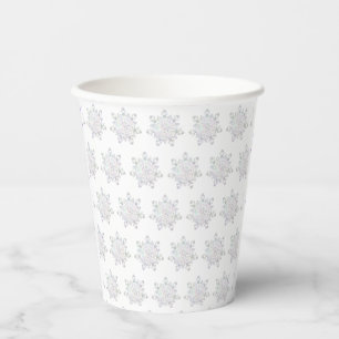 White snowflake paper cups