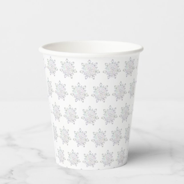 White snowflake paper cups (Front)
