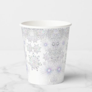 White snowflake paper cups