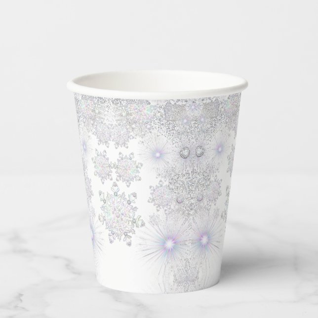 White snowflake paper cups (Front)