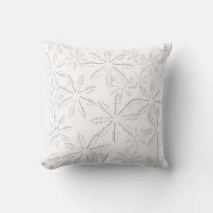 White Snowflake Print Cushion