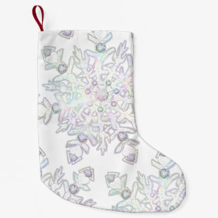 White snowflake small christmas stocking