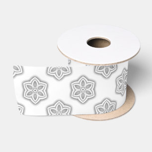 White Snowflake Star Pattern Wrapping Satin Ribbon