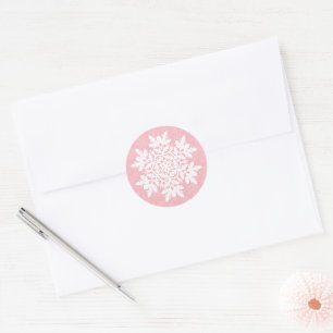 White Snowflake (Sugar Blush) Classic Round Sticker