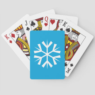 White Snowflake Symbol on Blue Background Playing Cards