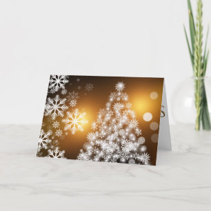 White Snowflake Tree Gold Classic Christmas Holiday Card