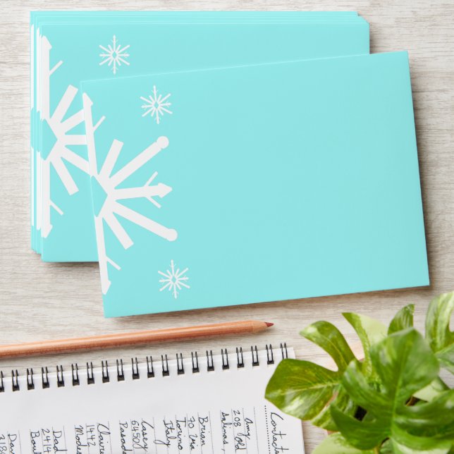 White Snowflake Winter Birthday Envelope (Stacked)