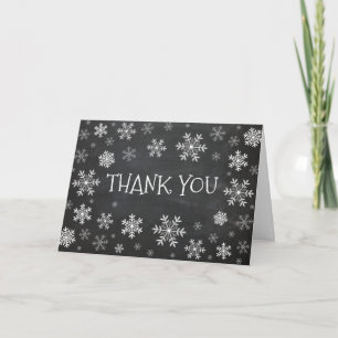 White Snowflake Winter Chalkboard Thank You Card