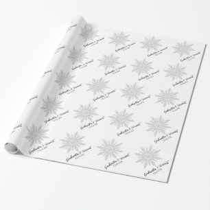 White Snowflake Winter Wedding Wrapping Paper