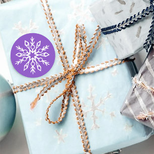 White Snowflakes Amethyst  Purple Classic Round Sticker