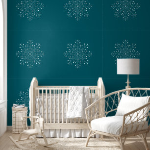 White Snowflakes Blue Background Abstract Wallpaper