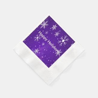 White Snowflakes Blue Bkgrd Cocktail Paper Napkins