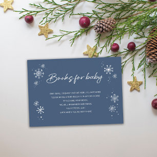 White Snowflakes Blue Books for Baby Ticket Enclosure Card