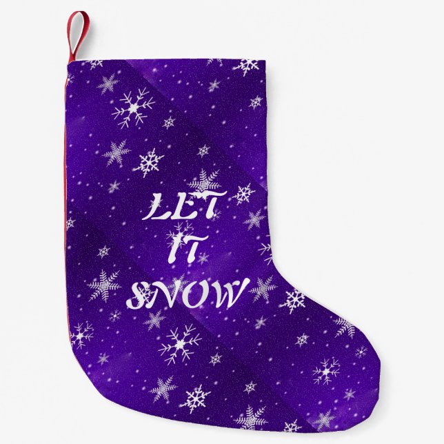 White Snowflakes Blue-Purple Christmas Stocking (Front)
