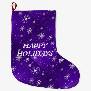White Snowflakes Blue-Purple Christmas Stocking