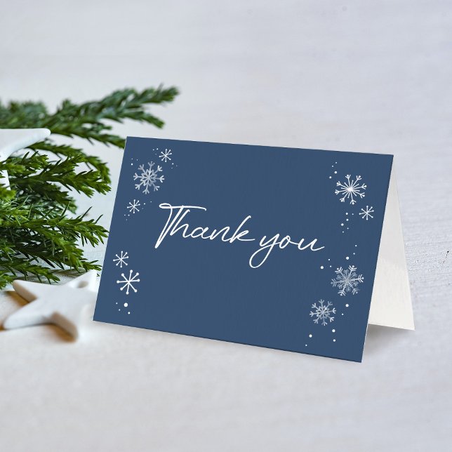 White Snowflakes Blue Thank You Card (Creator Uploaded)