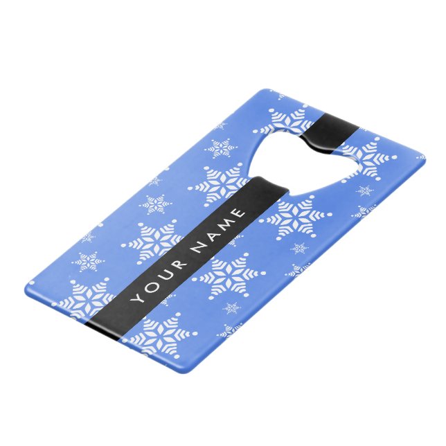 White Snowflakes, Blue, Your name, Personalise (Front Angled)