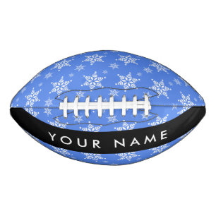 White Snowflakes, Blue, Your name, Personalise Football