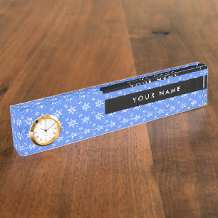 White Snowflakes, Blue, Your name, Personalise Nameplate