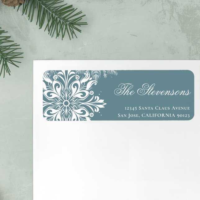 White Snowflakes Christmas Return Address Label (Creator Uploaded)