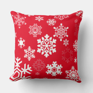 White Snowflakes - Customisable Background Colour Cushion