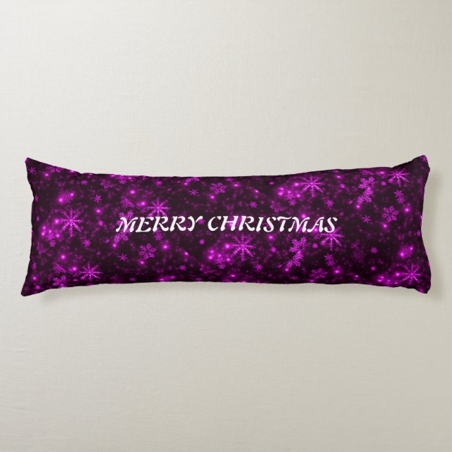 White Snowflakes Deep Purple Backgrd Body Pillow (Front)