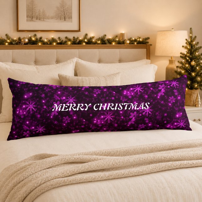White Snowflakes Deep Purple Backgrd Body Pillow (White Snowflakes Deep Purple Background Body Pillow)