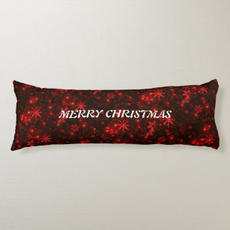 White Snowflakes Deep Red Background Body Pillow