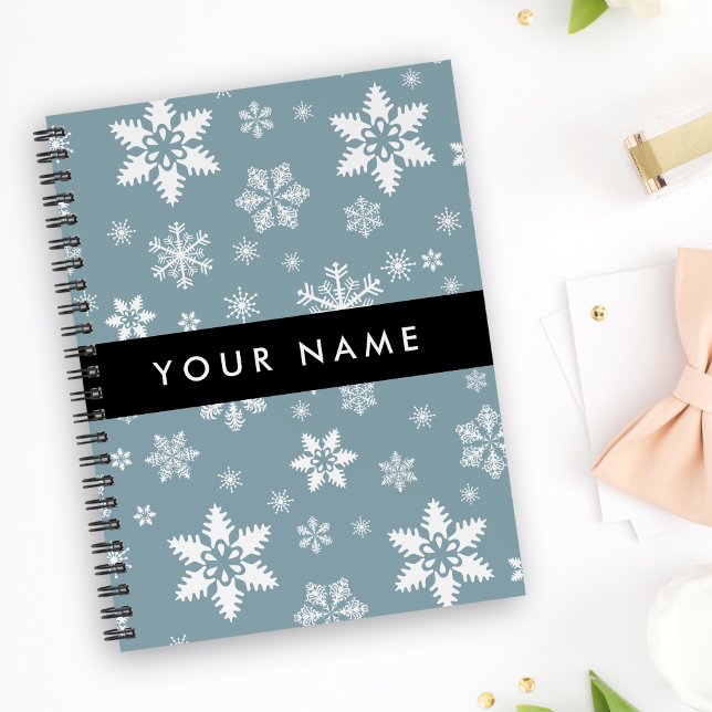 White Snowflakes, Grey, Your name, Personalise Planner (Creator Uploaded)