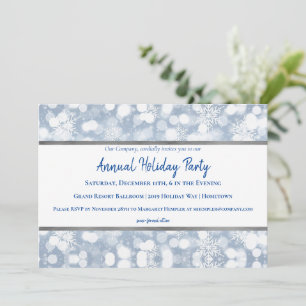 White Snowflakes Holiday Party Invitation