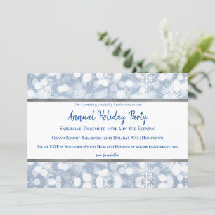 White Snowflakes Holiday Party Invitation