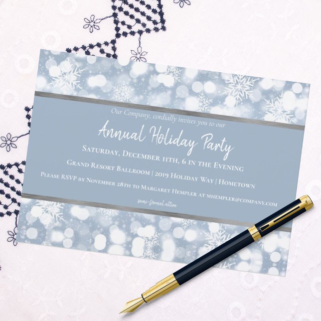 White Snowflakes Holiday Party Invitation (Creator Uploaded)