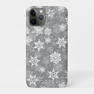 White Snowflakes Luxurious Grey Elegant Christmas Case-Mate iPhone Case