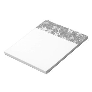 White Snowflakes Luxurious Grey Elegant Christmas Notepad