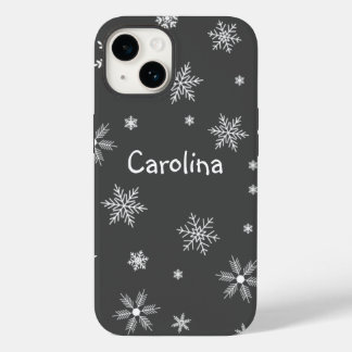 white snowflakes name Case-Mate iPhone 14 case