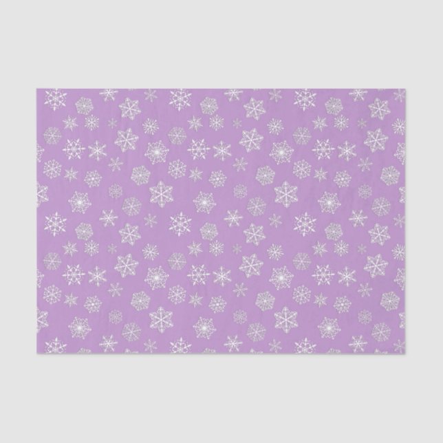 White snowflakes on a lilac background tissue paper (Front)