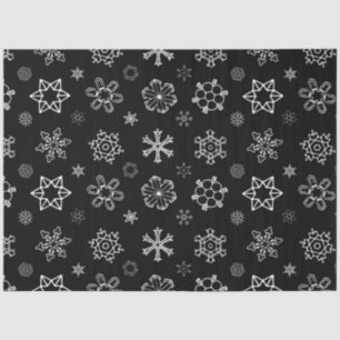White Snowflakes on Black Christmas Tissue Paper